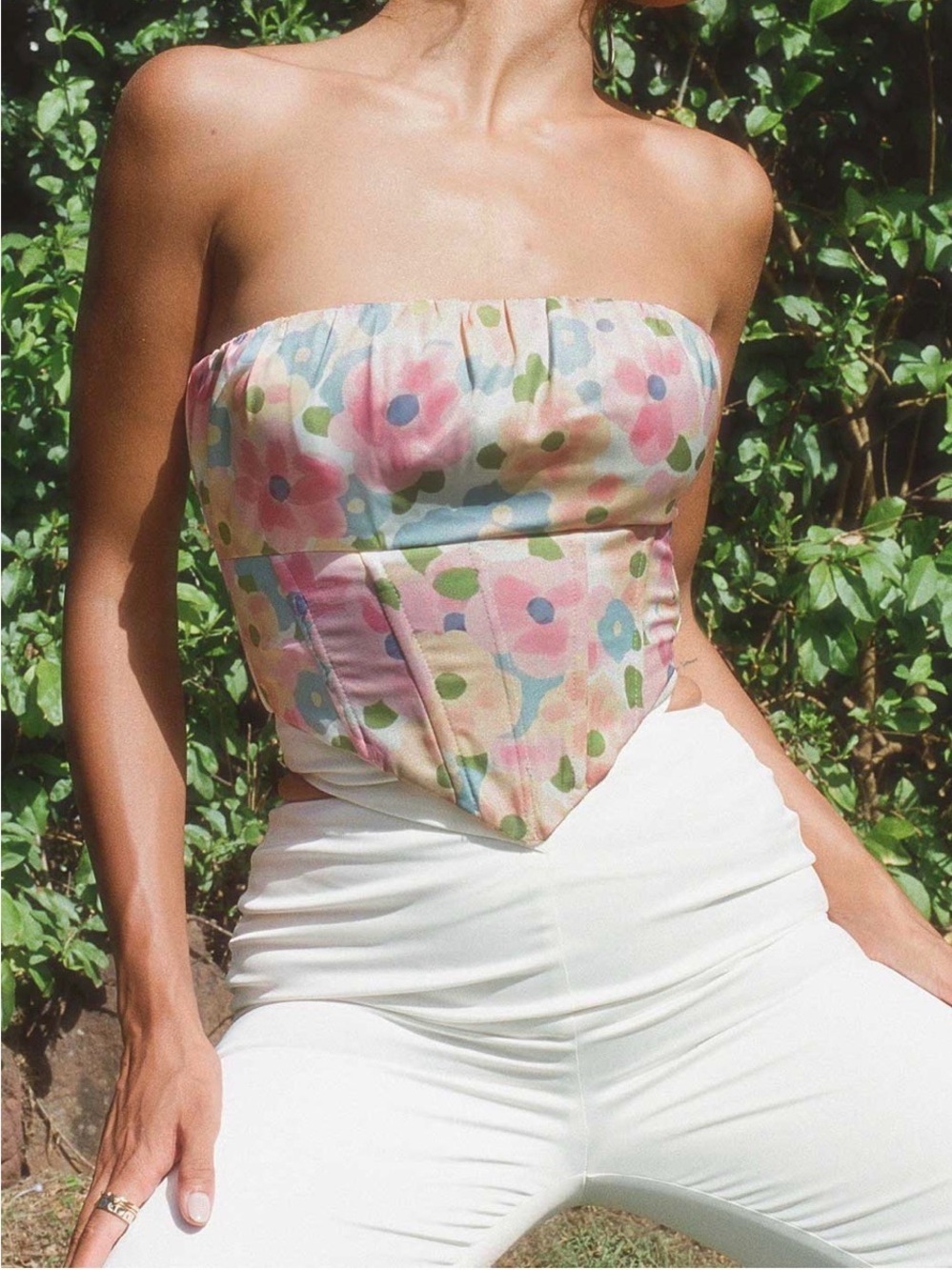 Princess Polly Honey Honey  Strapless Floral Corset Top